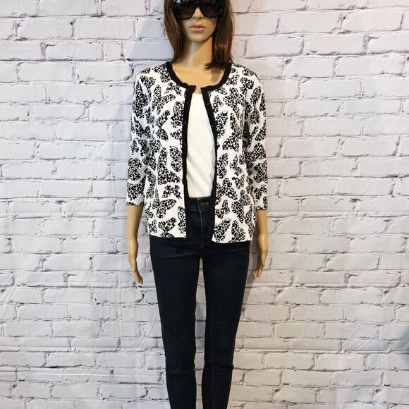 STUDIO WORKS! Boho black & white butterfly print cotton cardigan - Picture 2 of 13
